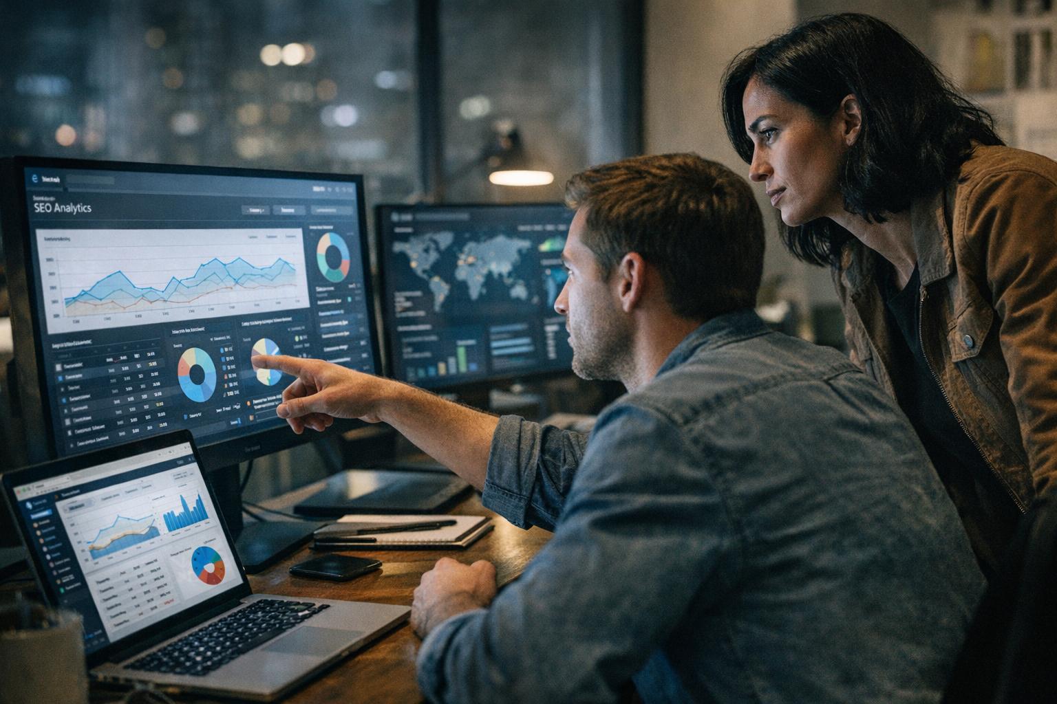SEO manager анализирует данные поискового продвижения