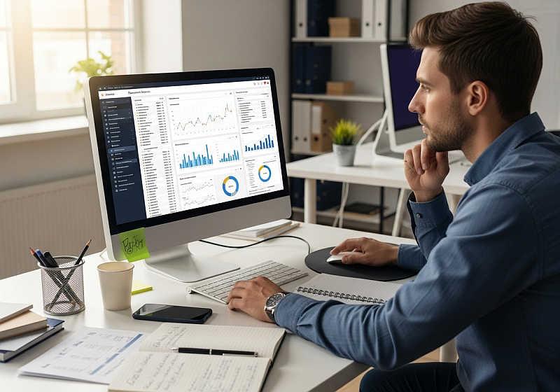 SEO-специалист выполняет аудит и анализирует результаты поискового продвижения сайта